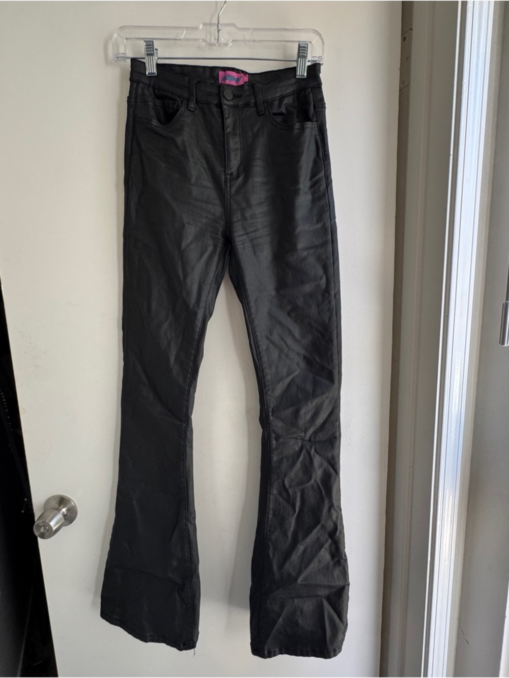 Edikted Luna Faux Leather Flare Jean